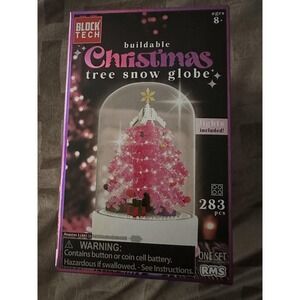 Block Tech Christmas Tree Snow Globe 283pcs Battery Lights 8+ Building Set New